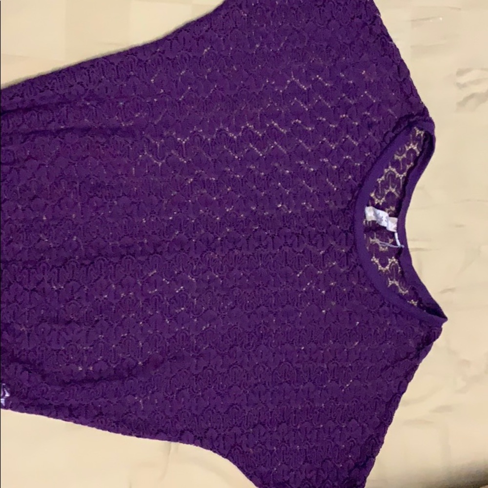 See through lace purple sweater